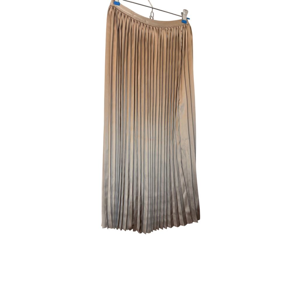 Marine Layer Chelsea pleated satin midi skirt, champagne. Size XS. date night